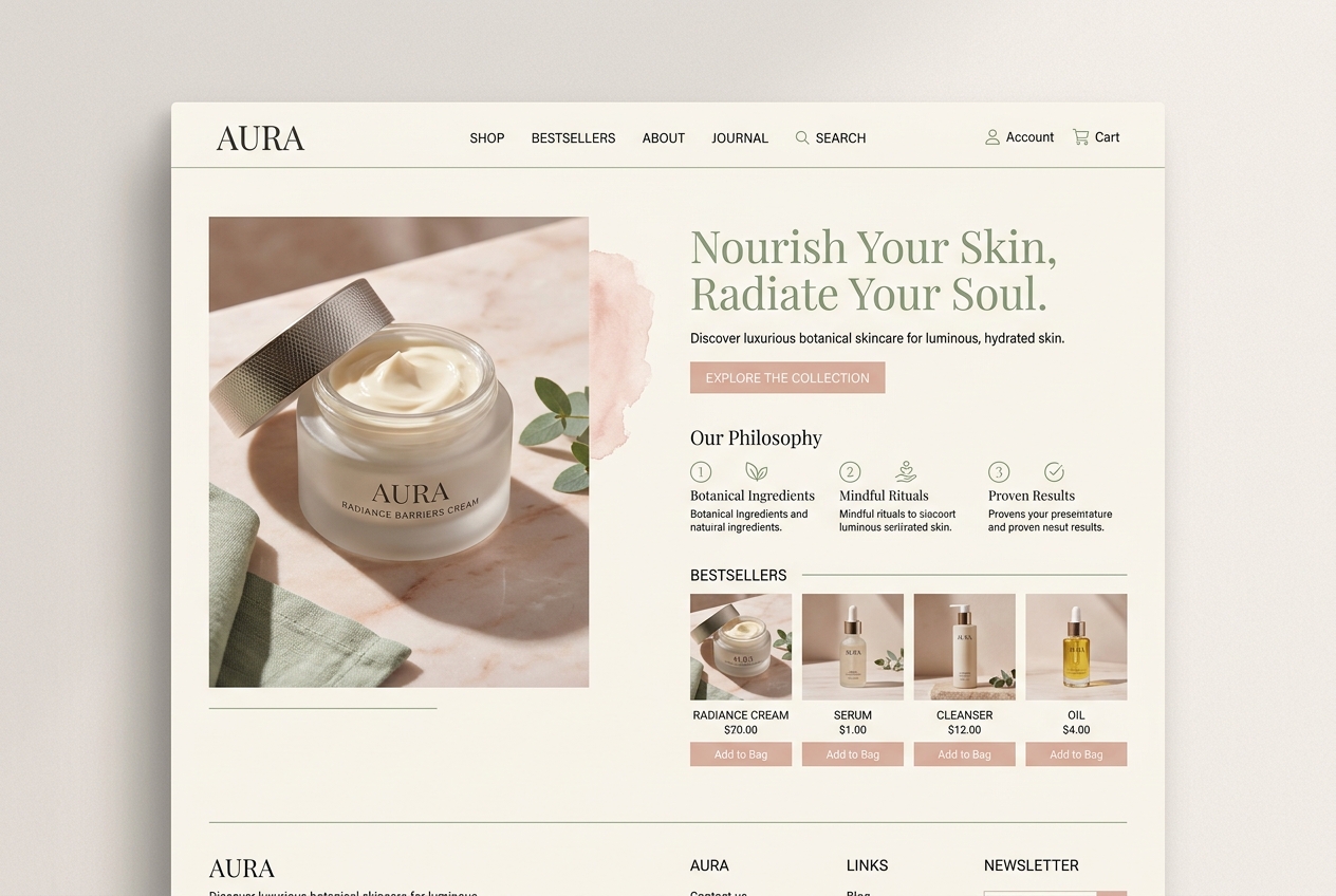 Velour Skin website concept mockup