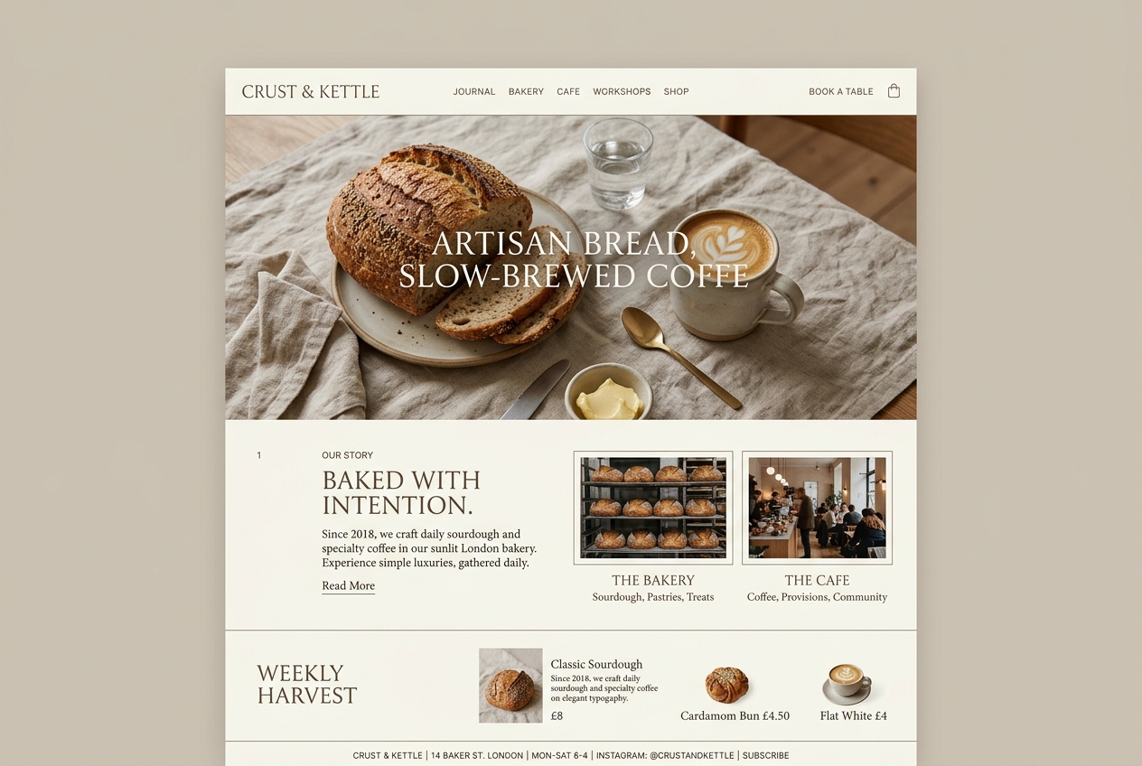 Crumb & Co. website concept mockup