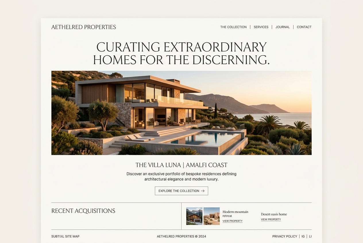 Sterling Estates website concept mockup