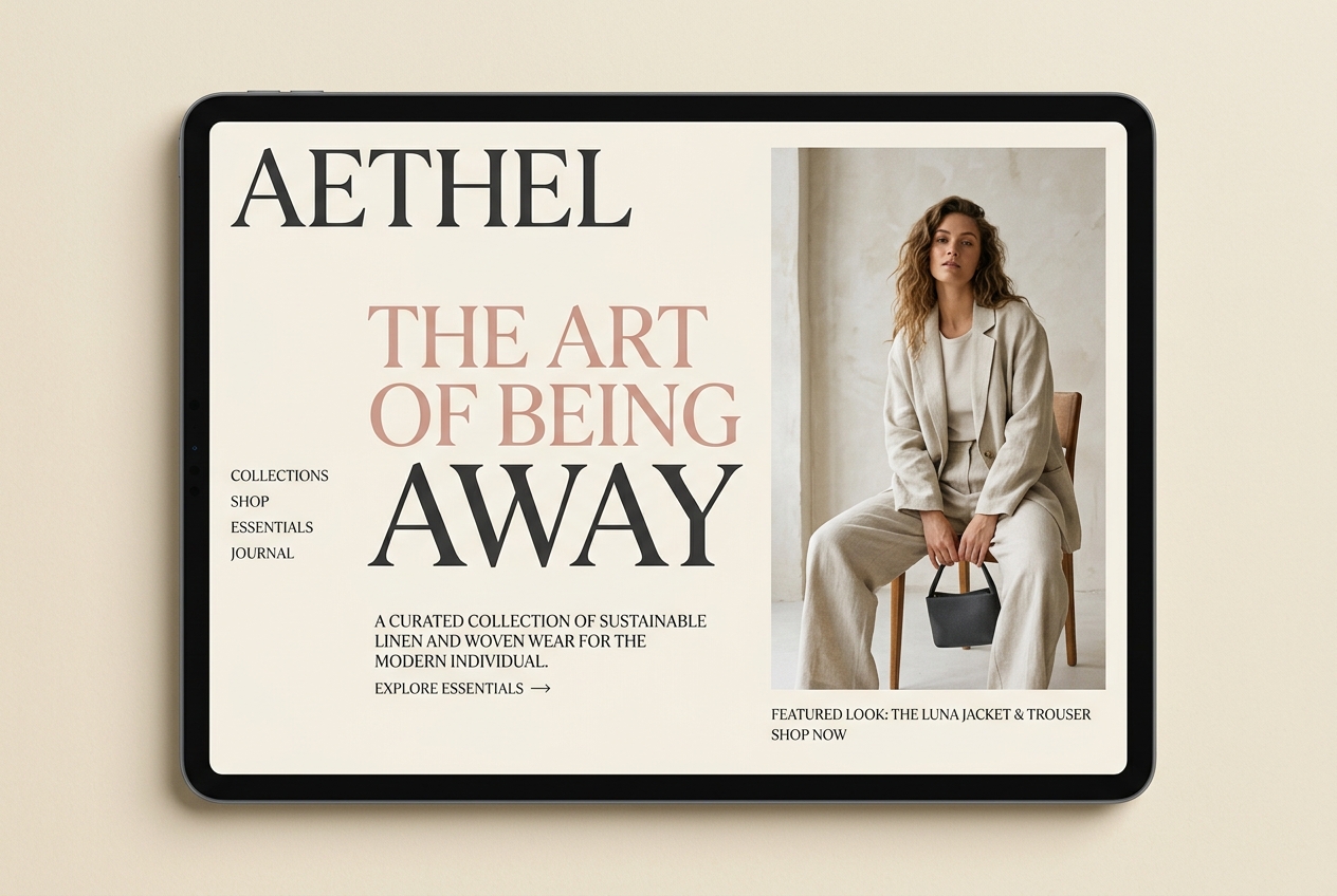 Aethel website concept mockup