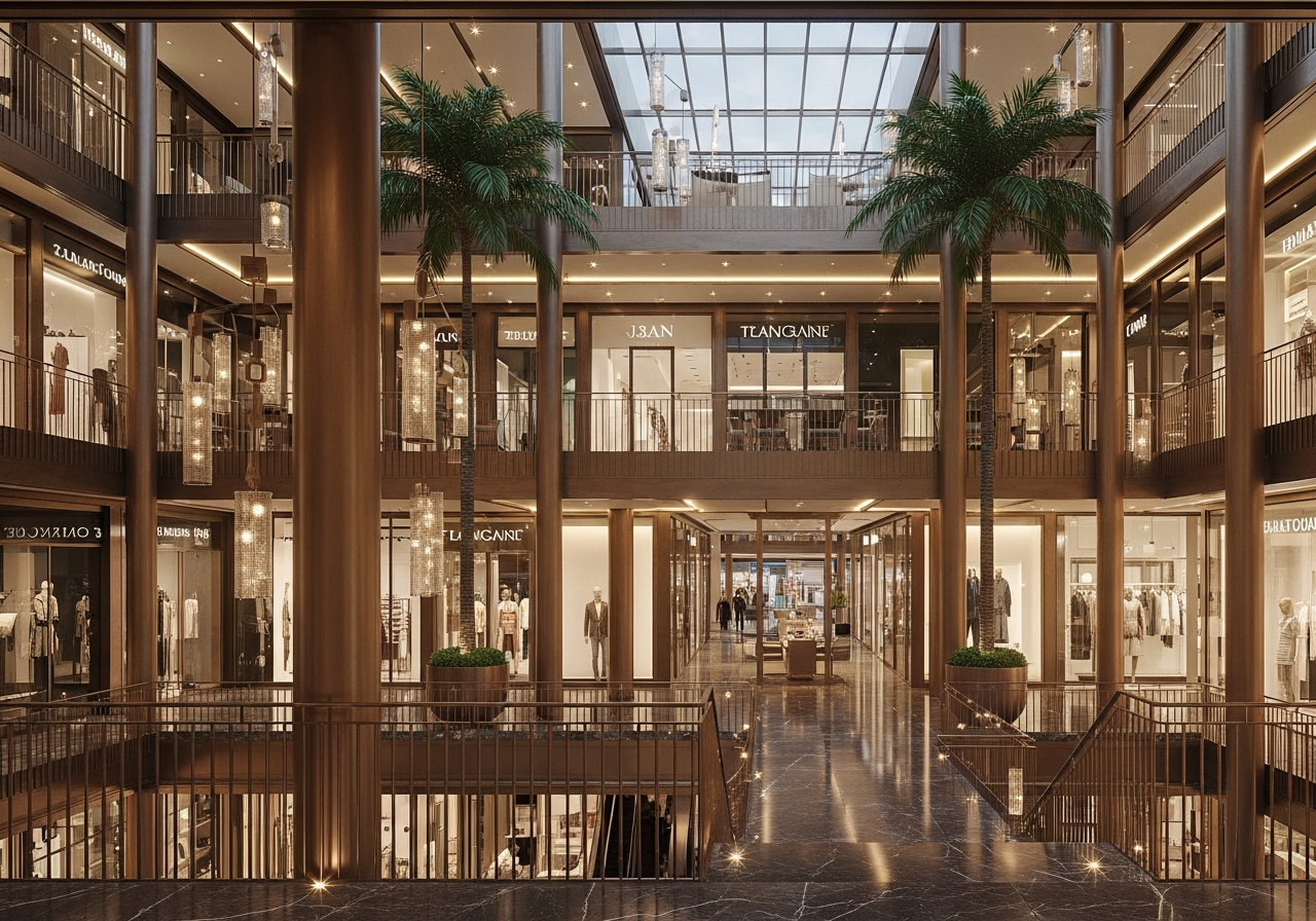Luxury shopping mall atrium