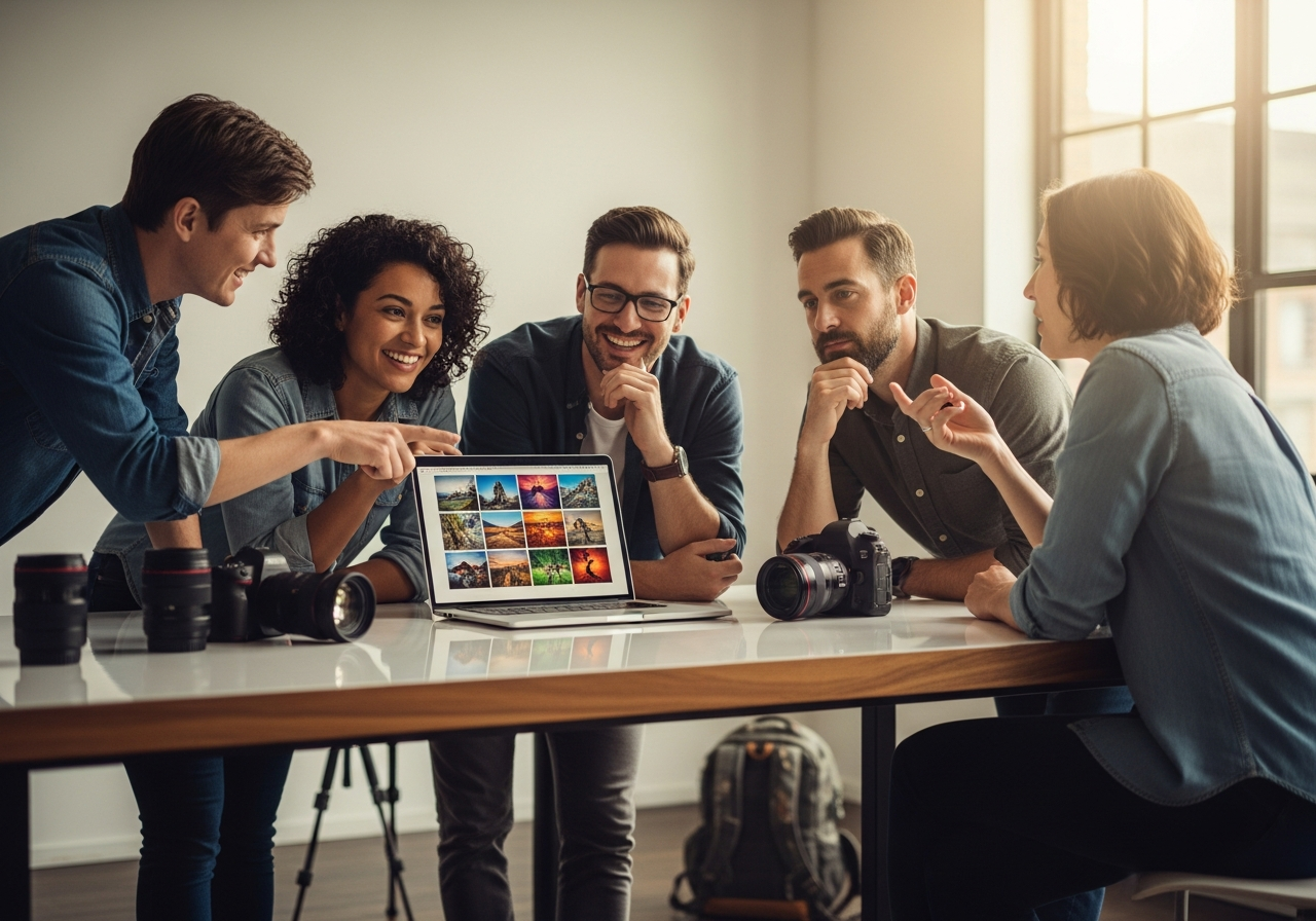 Photographers collaborating together