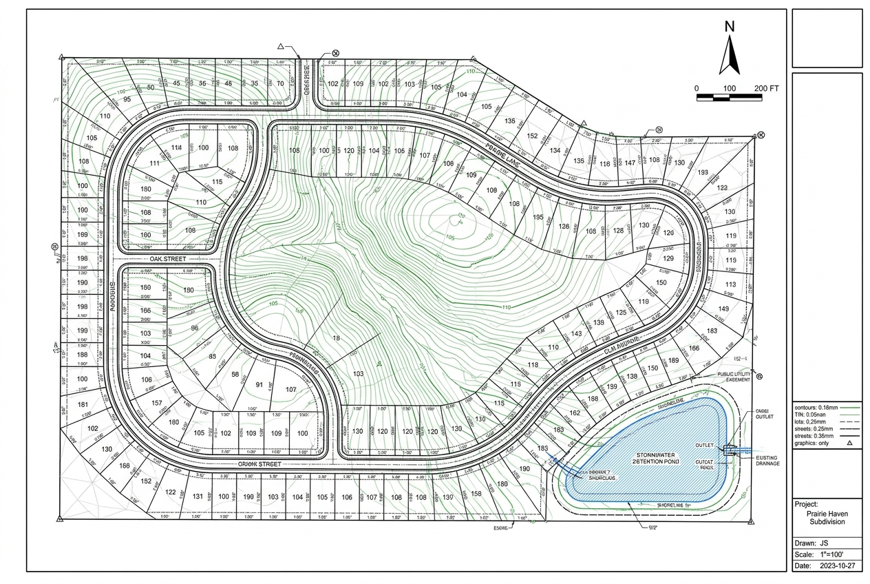 Civil 3D Surfaces for a Prairie Subdivision