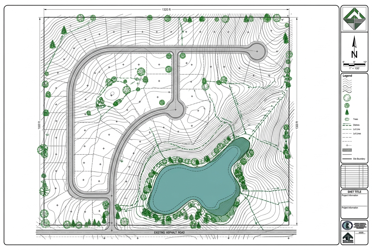 Topographic Survey for a 42-Acre Residential Subdivision