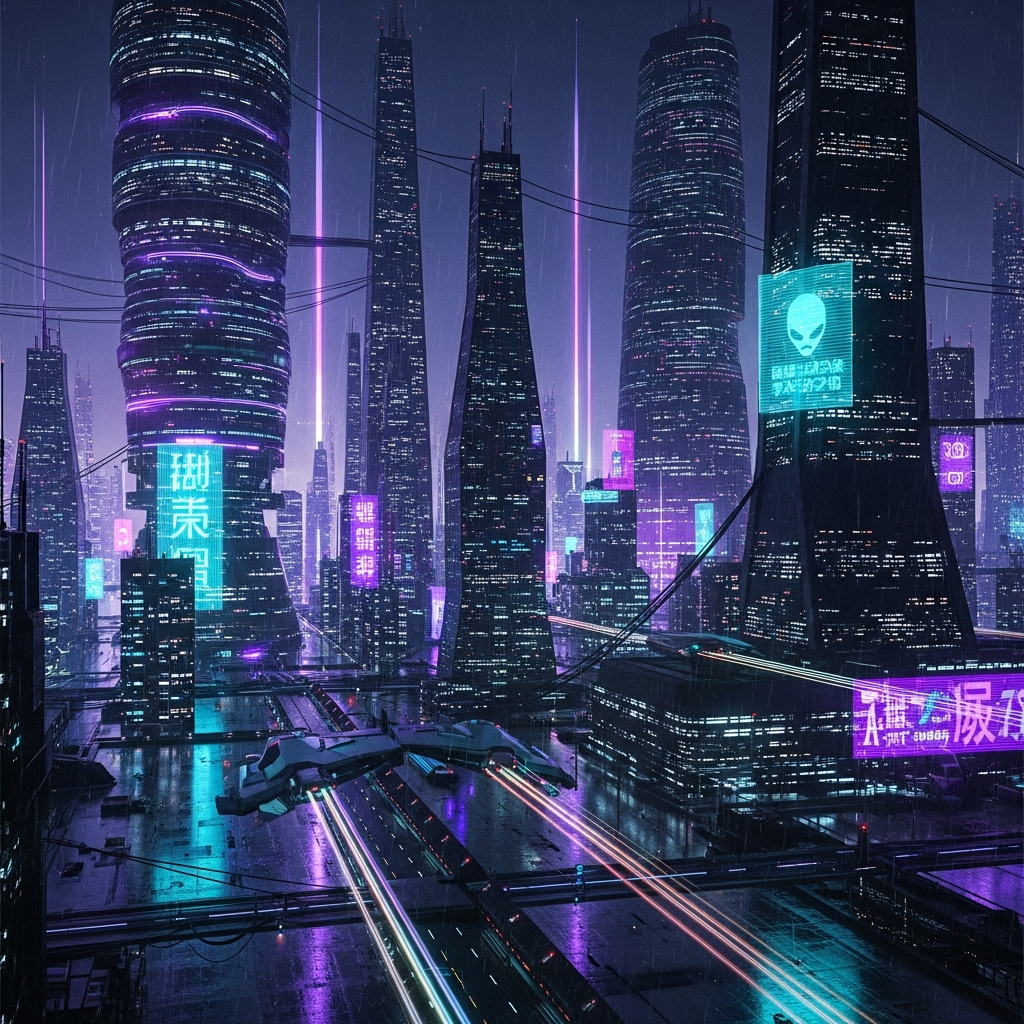 Cyberpunk Creator Workspace — Veo 3.1 generation