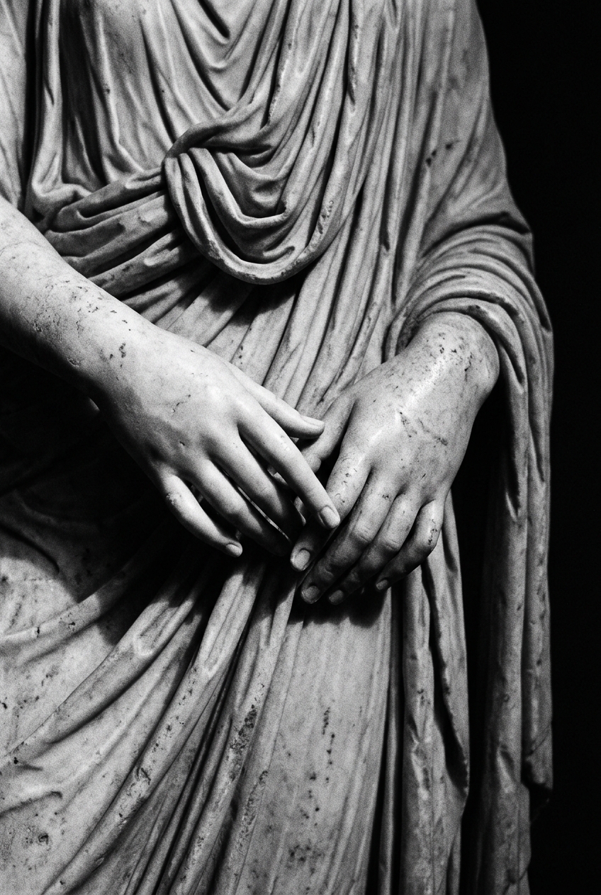 Marble statue hands detail