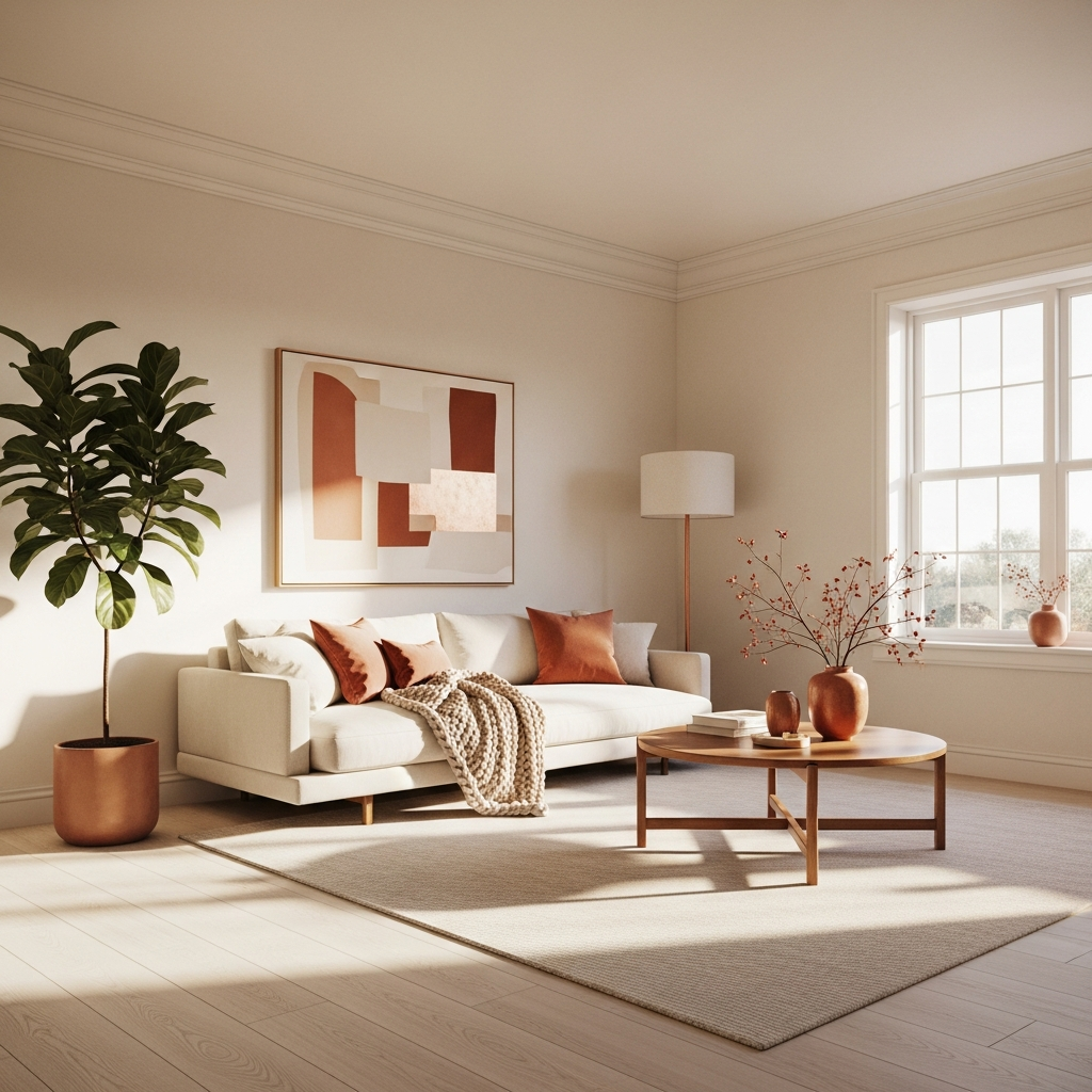Warm minimalist living room