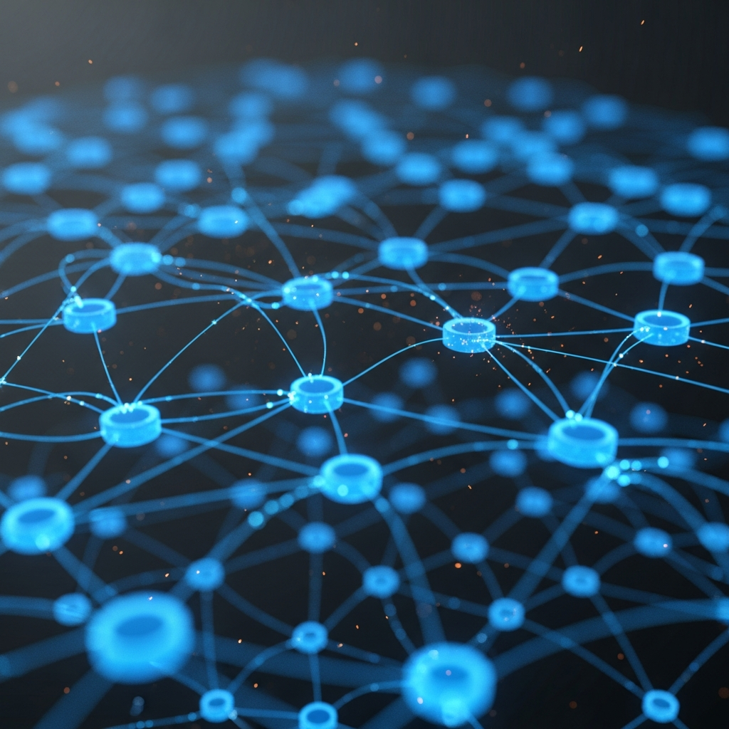 Visualizzazione astratta del network AI di OPDesk