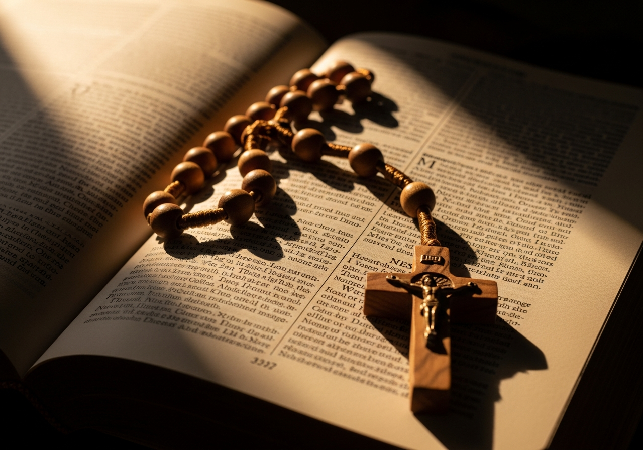 Rosary and bible
