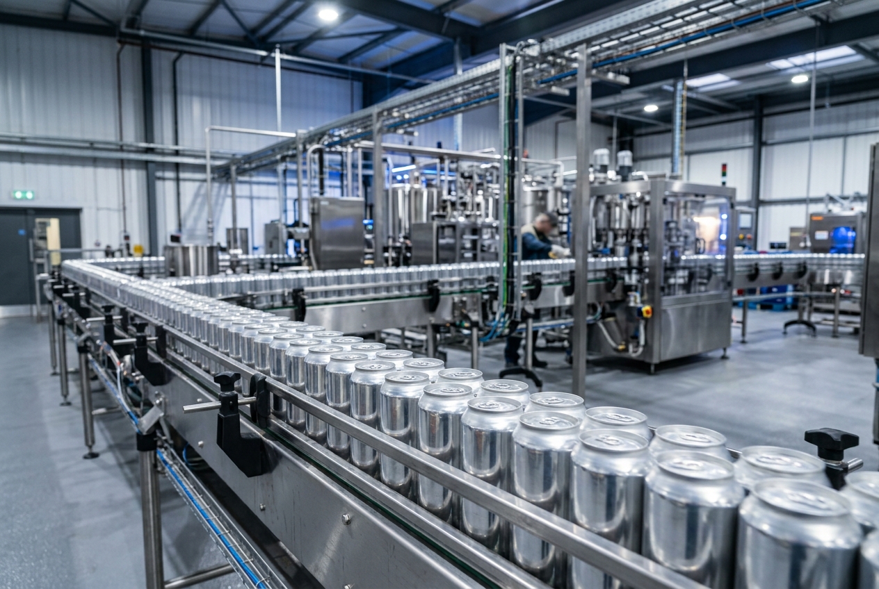 Beverage production line running at full service levels