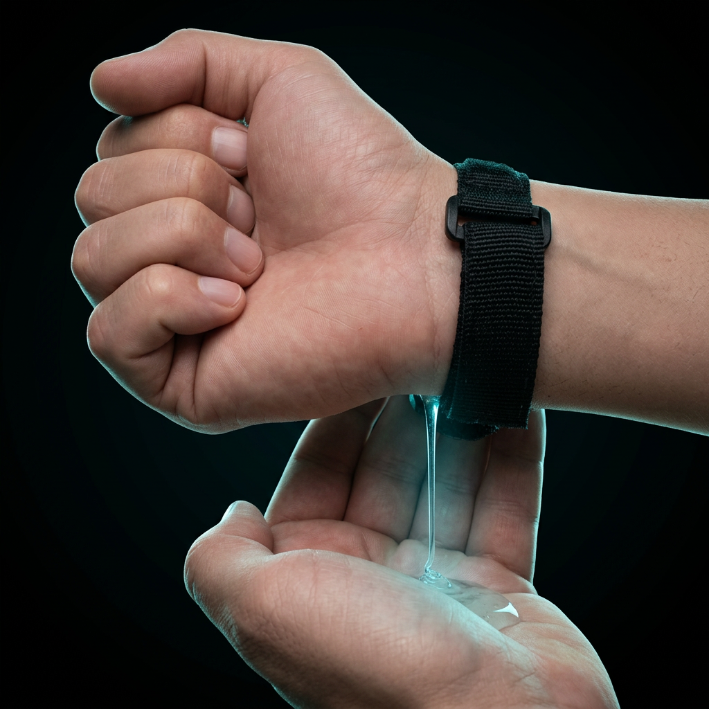 Safe Band Pro dispensing repellent from the wrist