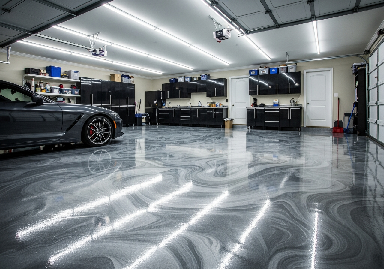 Metallic Silver Epoxy - Garage Floor