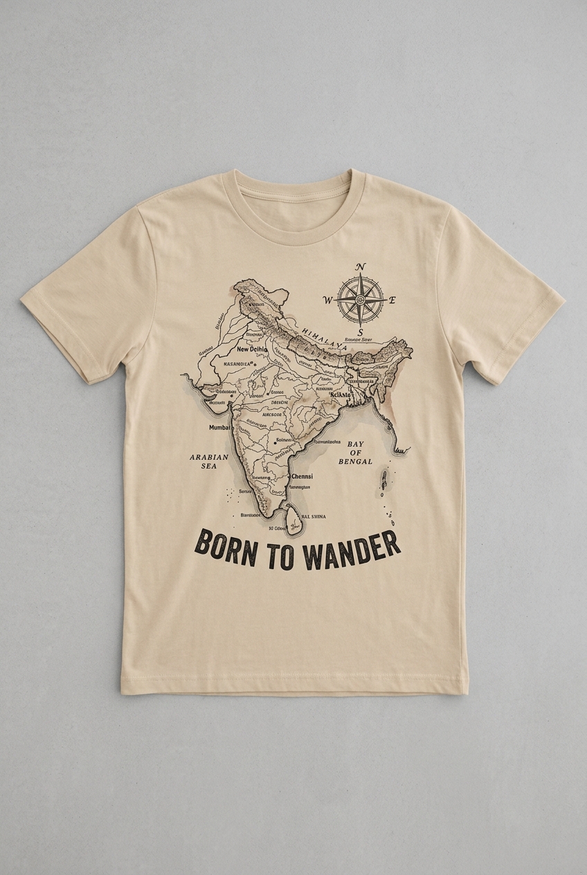 Born To Wander India Map Tee