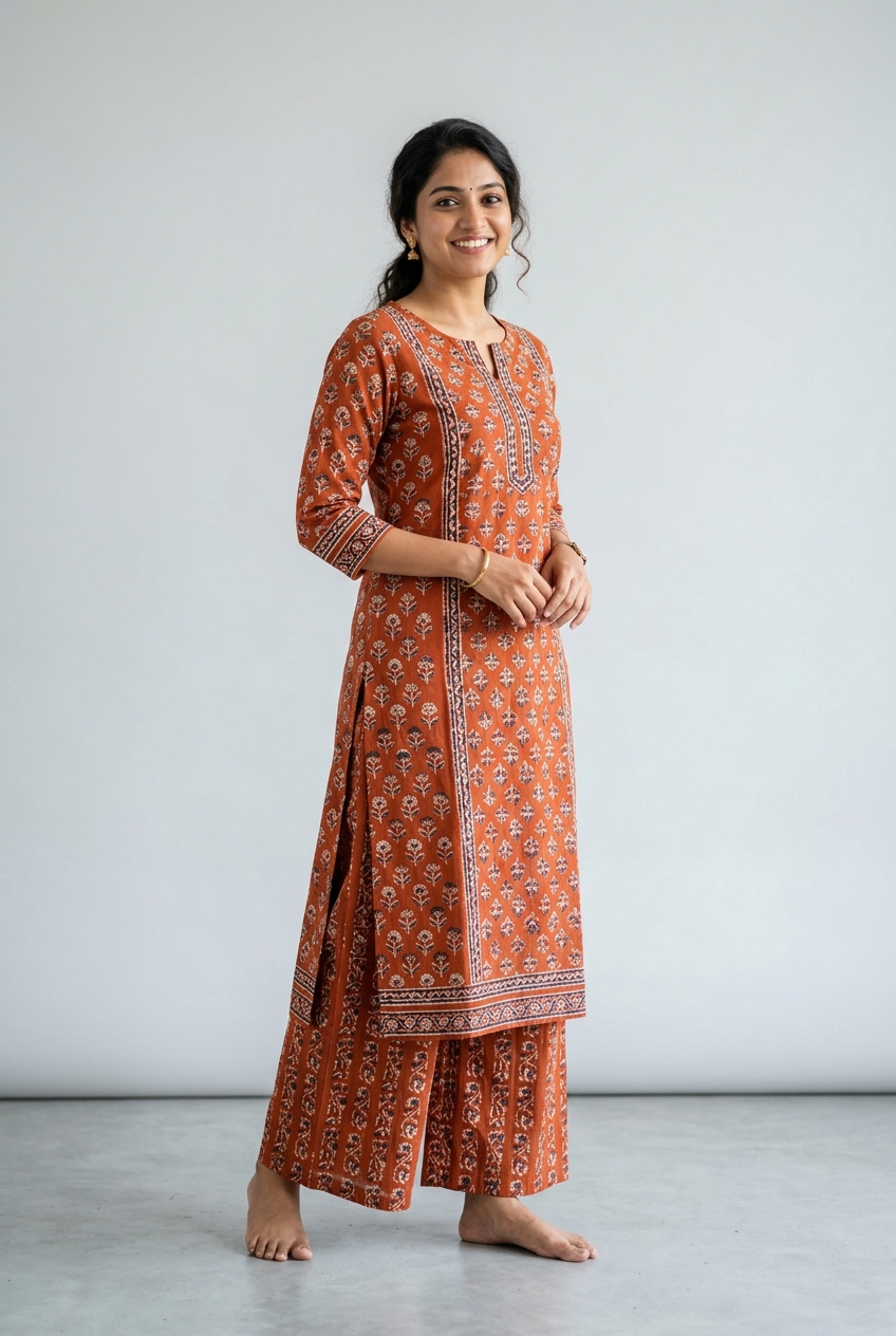 Hand Block Print Kurti Set