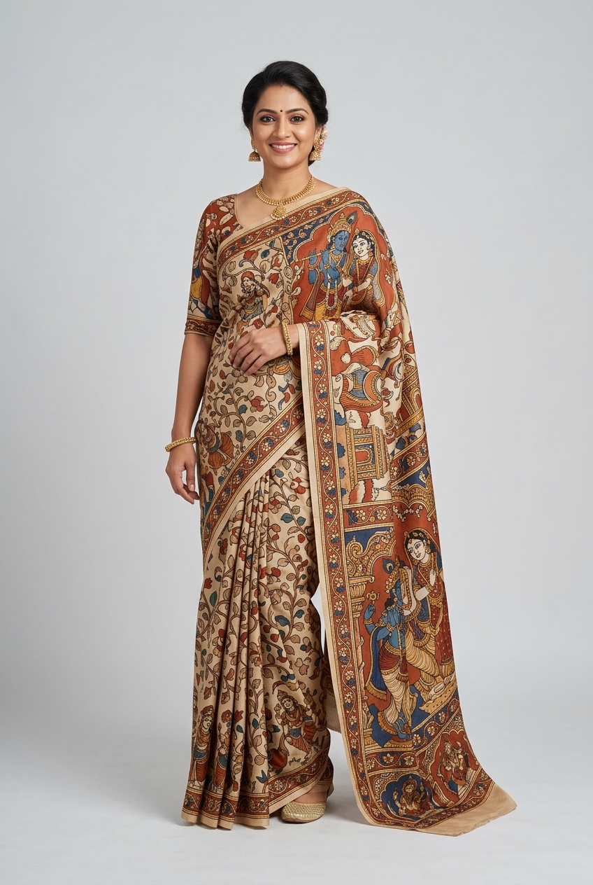 Kalamkari Hand Print Saree