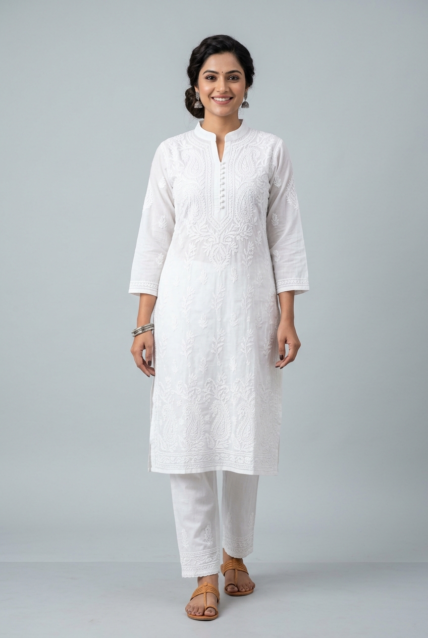 Chikankari Cotton Kurti