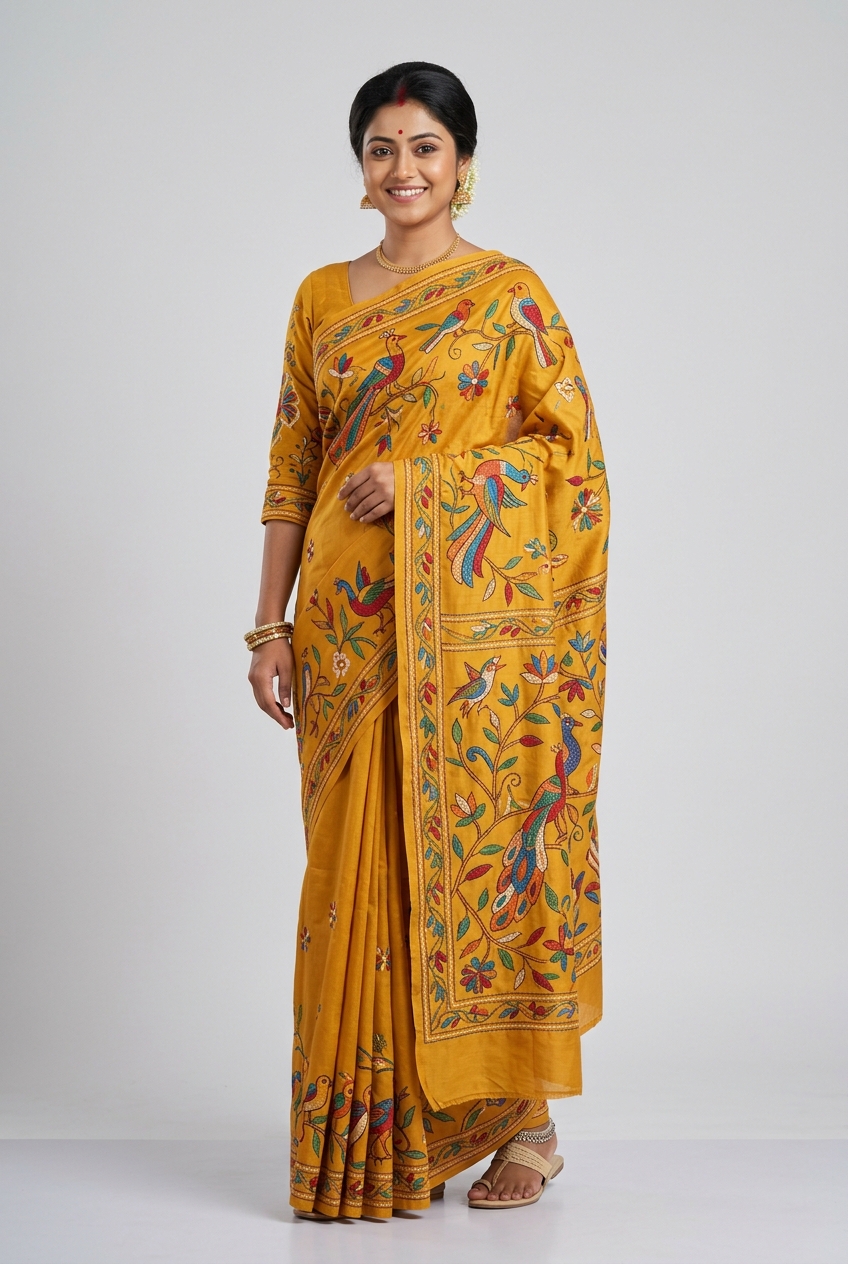 Kantha Stitch Saree