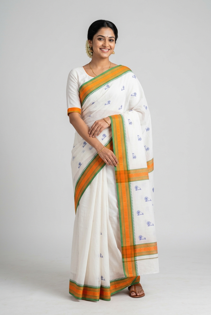 Tricolour Charkha Saree