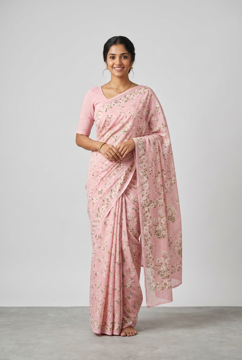 Floral Mulmul Saree