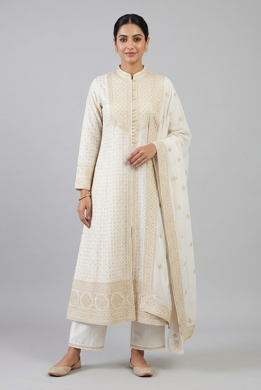 Taj Mahal Jaali Kurta Set