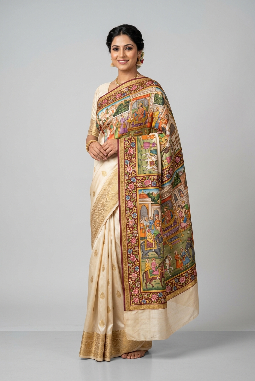 Akbar's Court Miniature Saree