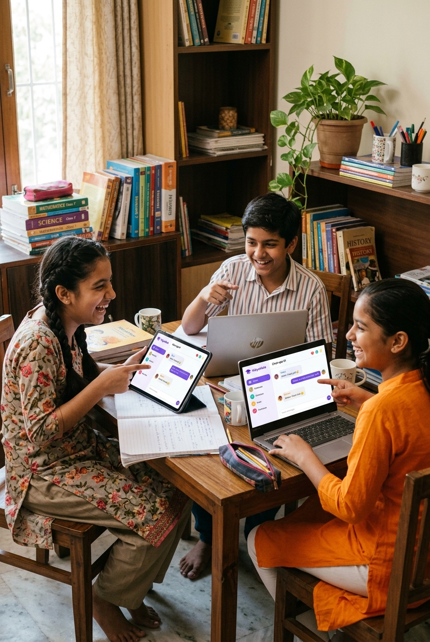 Three Indian students studying together live with SmartGuru