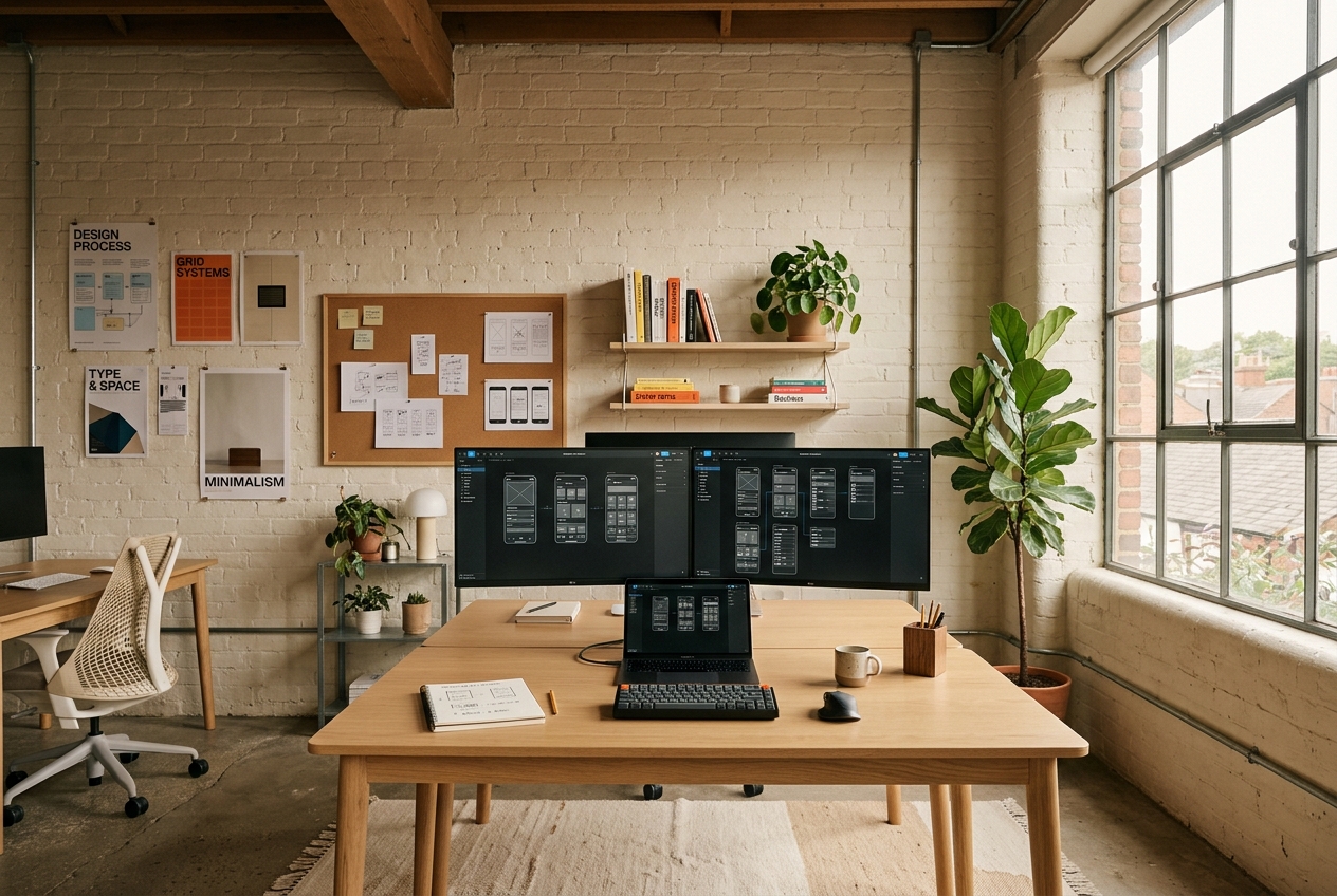 The studio — a converted mill workshop we moved into in 2015.