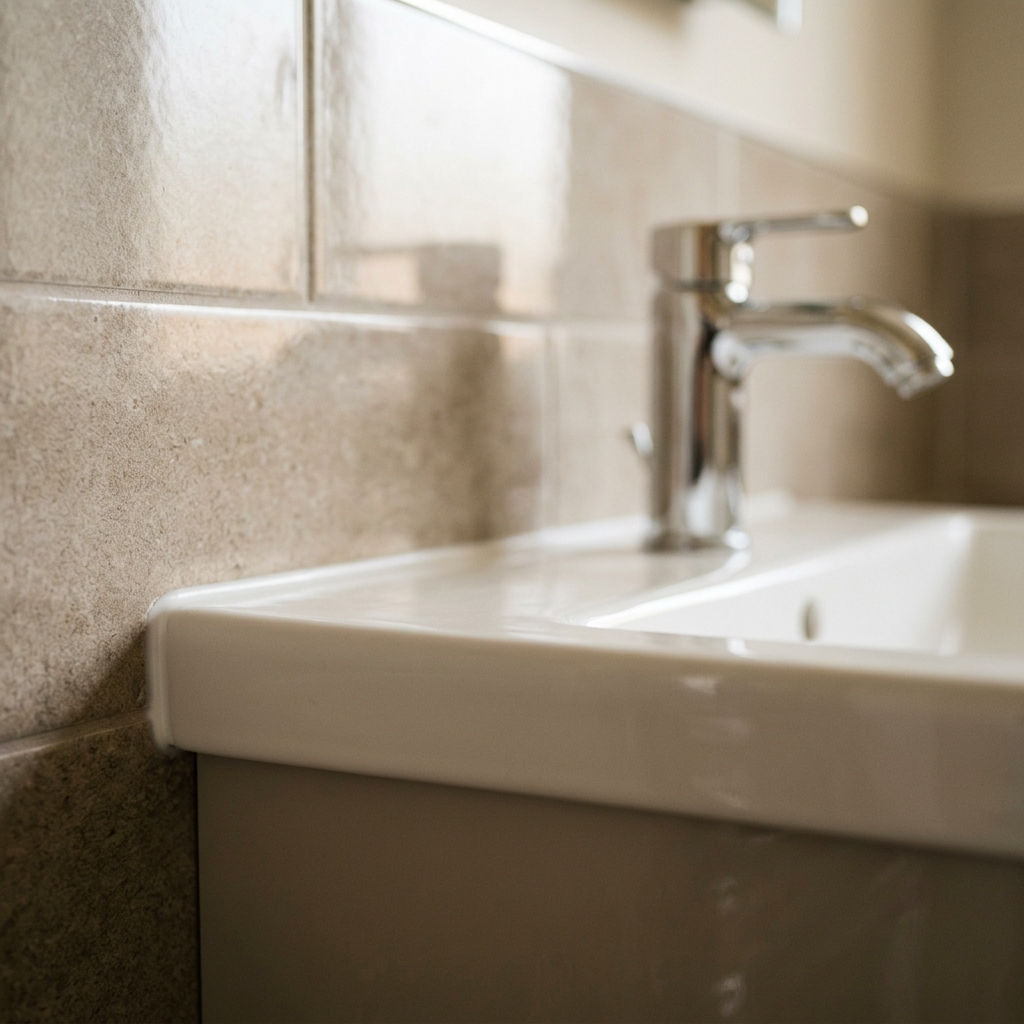 Perfectly smooth silicone joint around basin