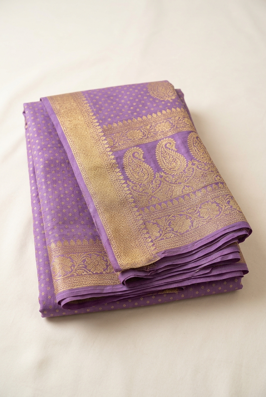 Lavender Dot Weave Art Silk Saree