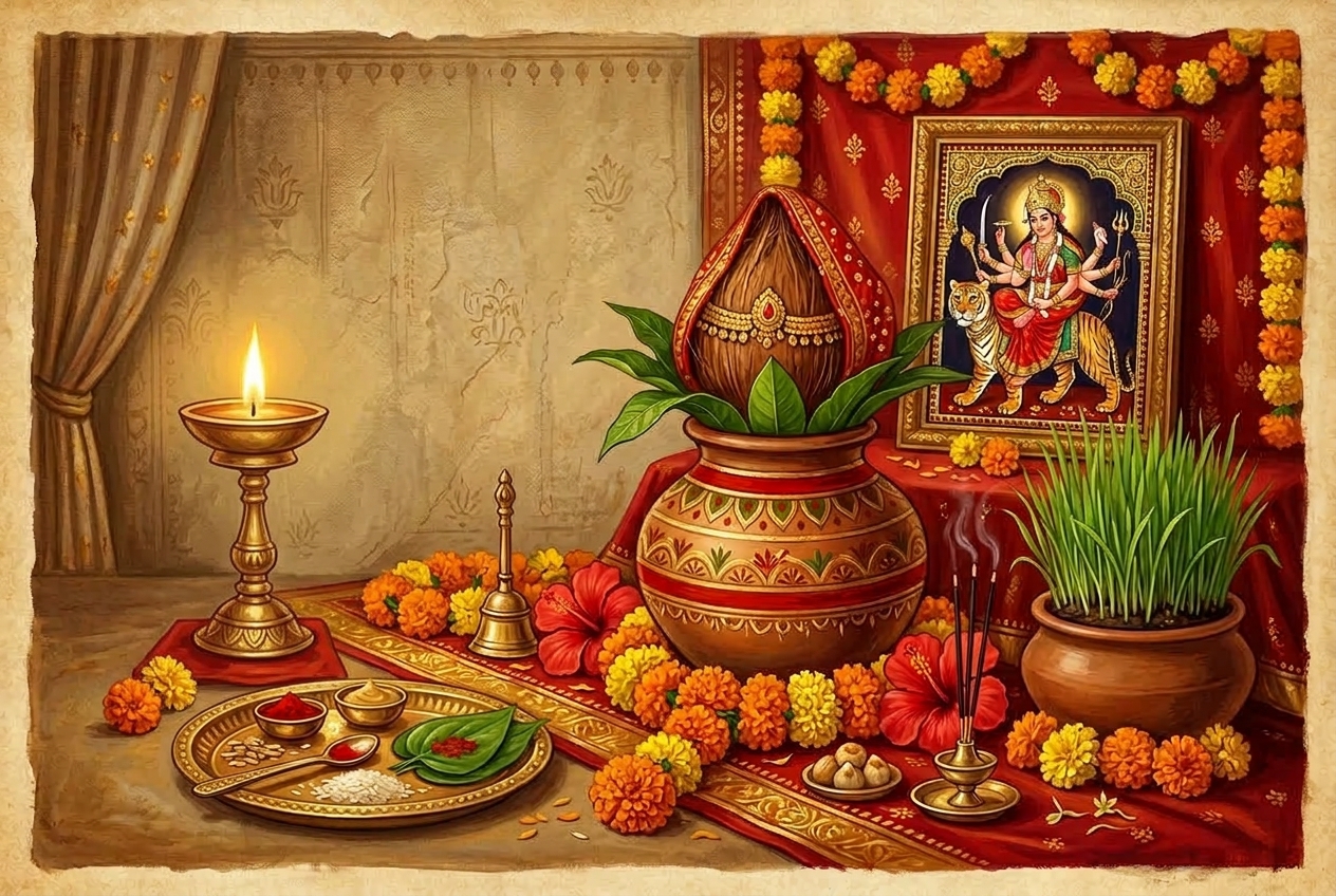 Navratri kalash & puja altar