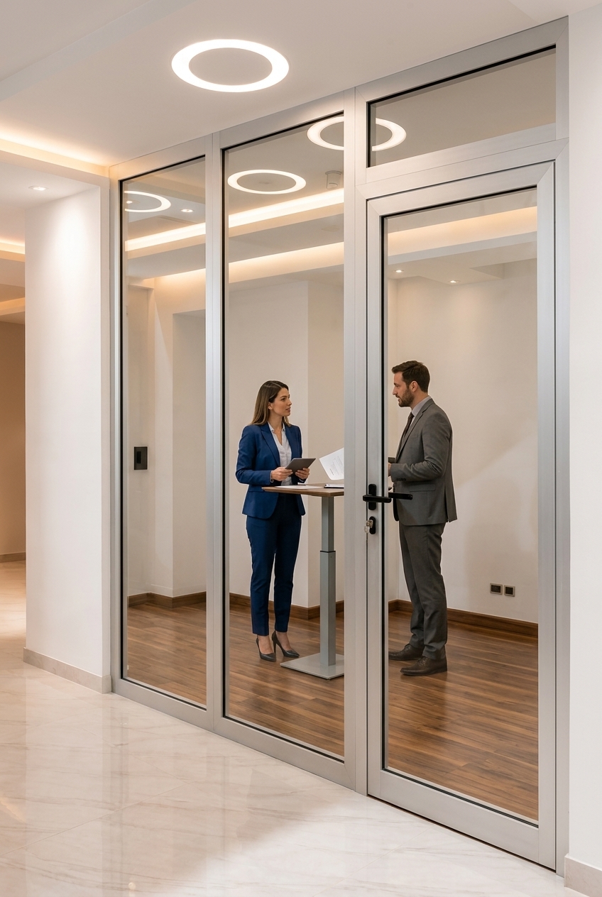 Puertas de aluminio Línea Euro en oficina