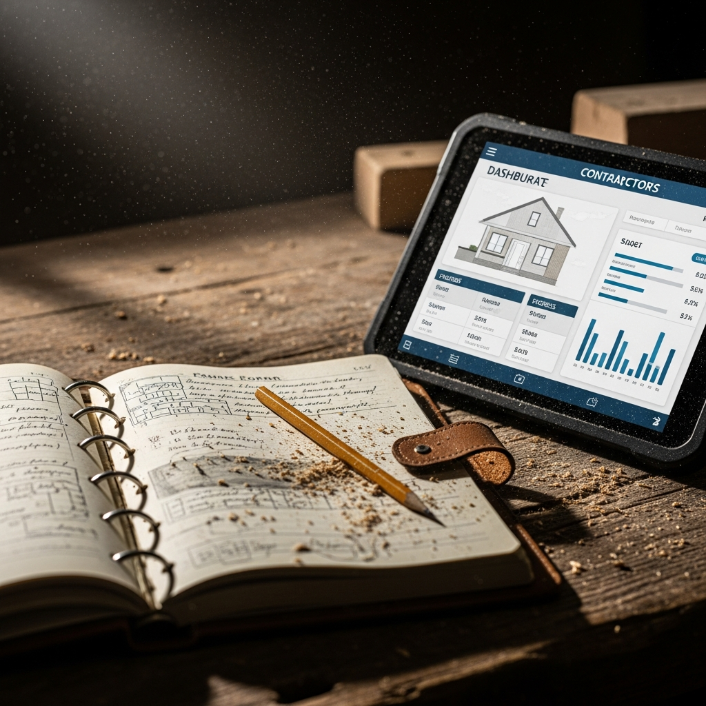 Contractor notebook with dashboard