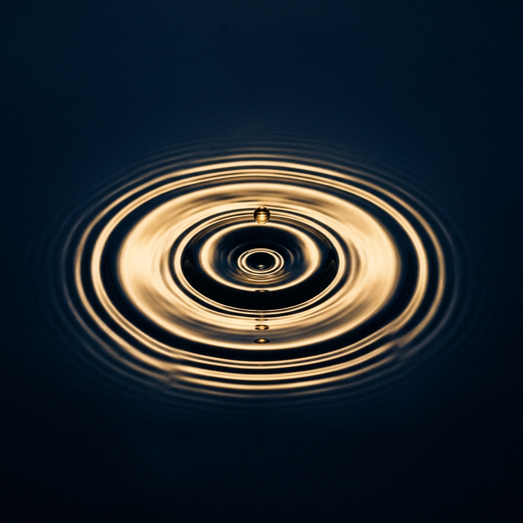 Ondas doradas sobre agua profunda