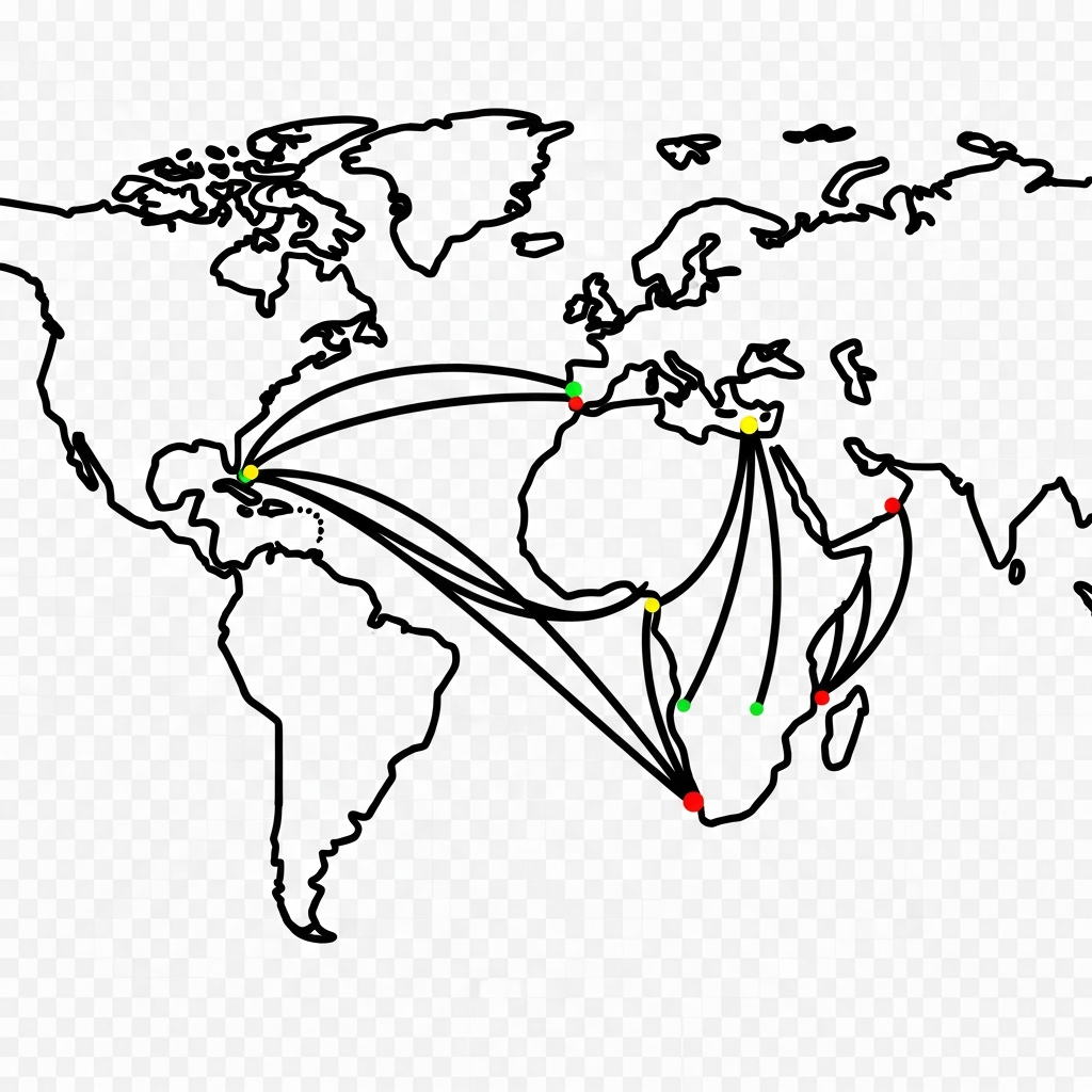 Atlantic trade routes connecting Africa to North America
