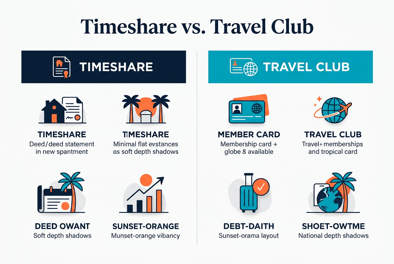 Infographic comparing a traditional timeshare with a modern travel club membership