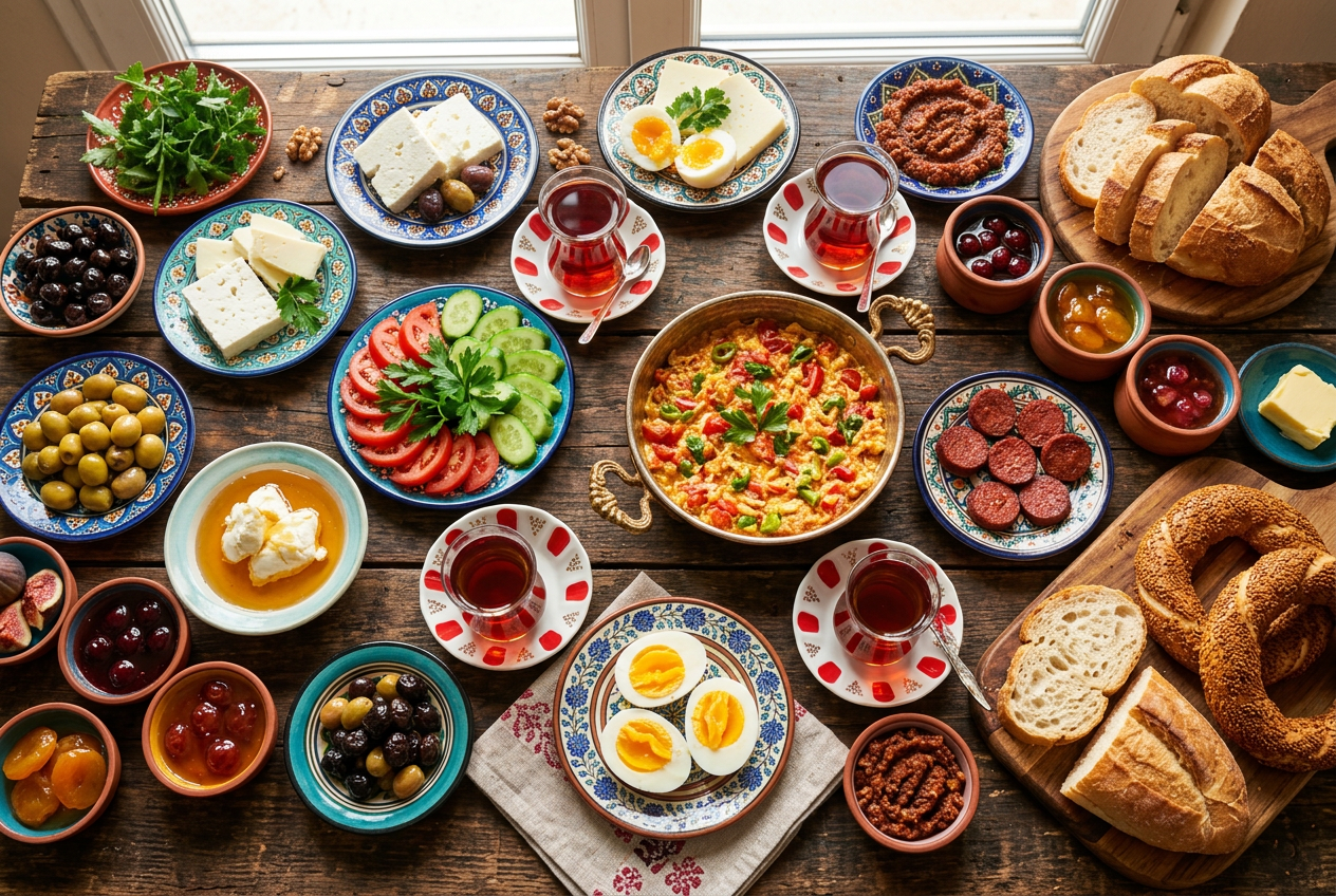 Serpme kahvaltı sofrası