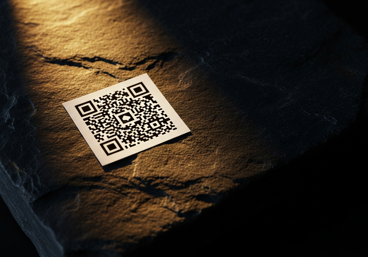 QR code on stone surface