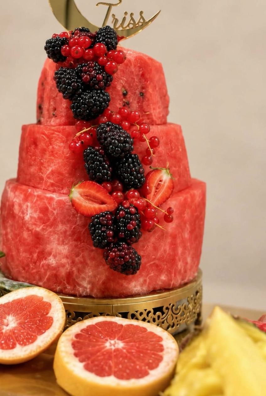 Gâteau de pastèque & fruits rouges