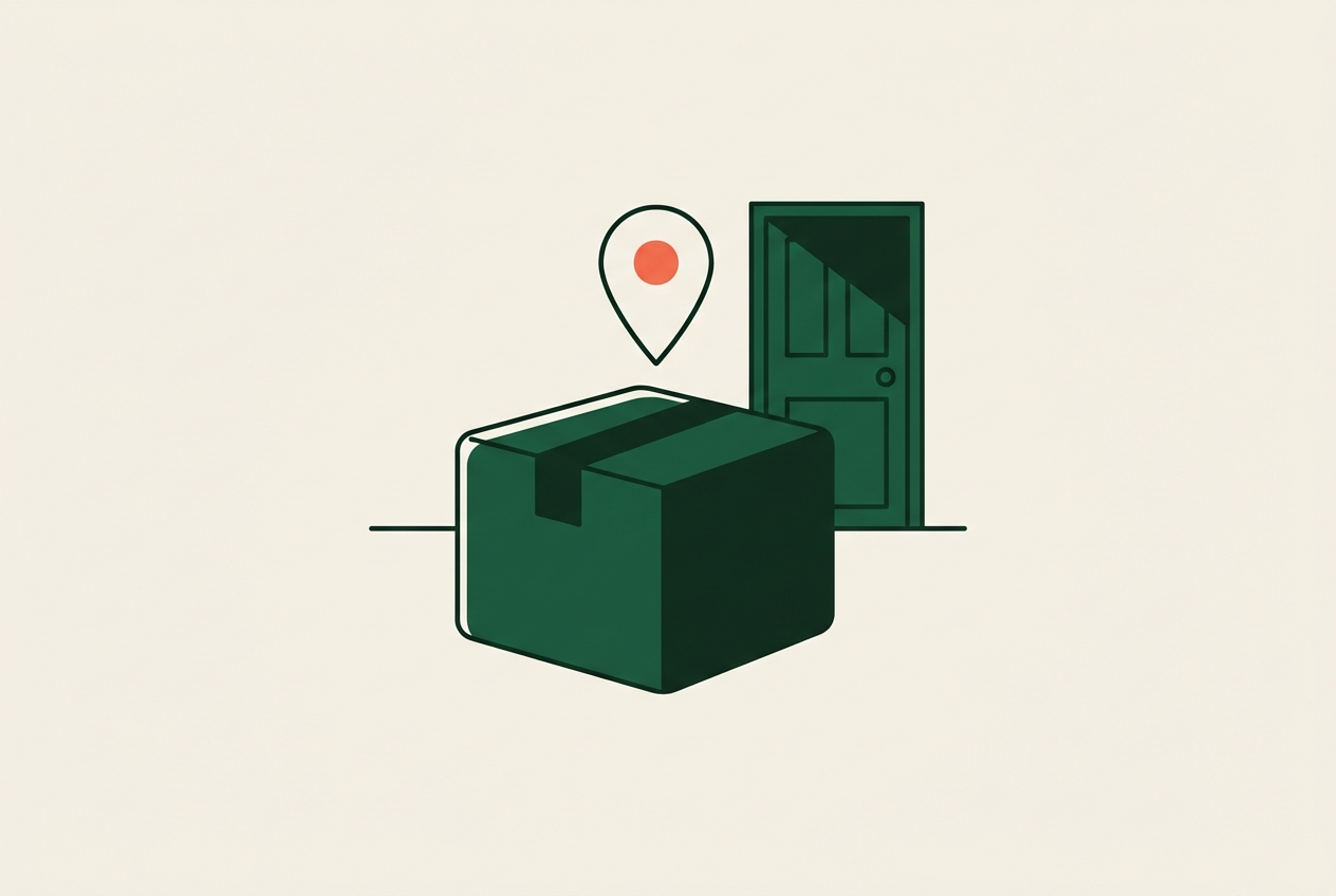 Illustration of a discreet tracked parcel delivered to your door