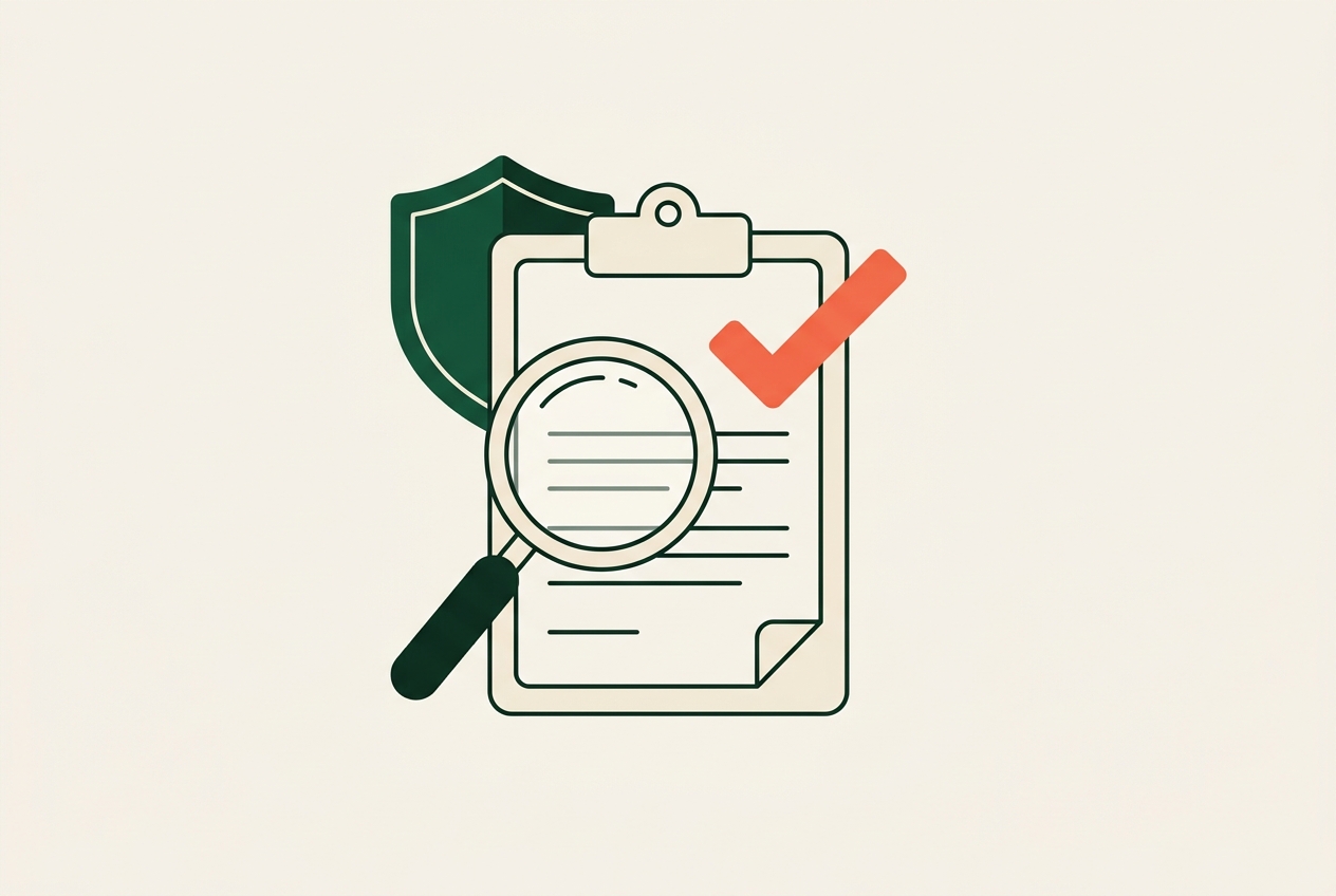 Illustration of a treatment assessment being checked and approved