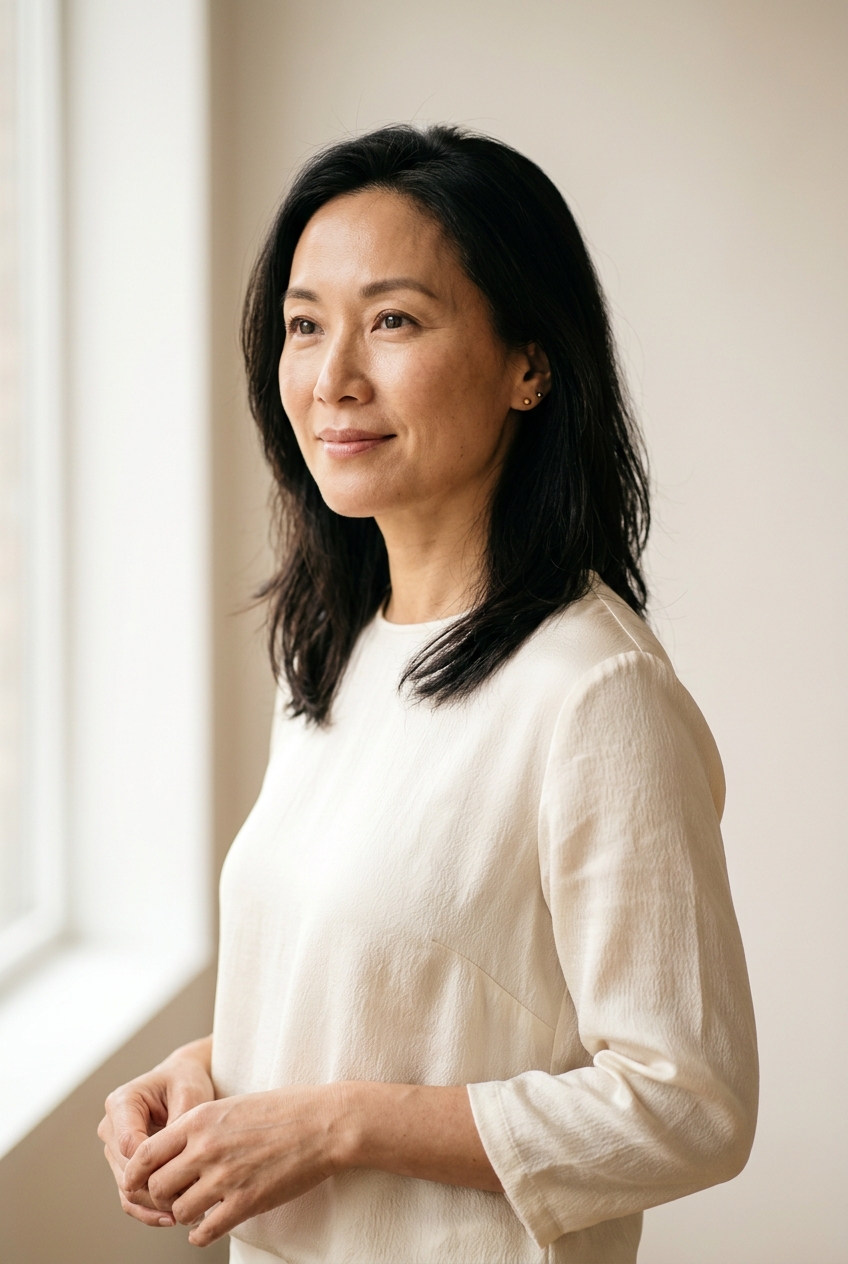 A woman with healthy, natural skin at Xcell Wellness