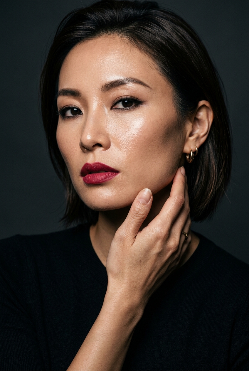 Beauty portrait with defined jawline
