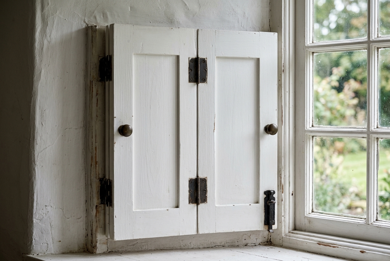 Solid Panel plantation shutters in a living