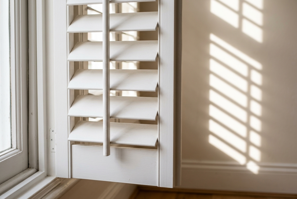 Full Height plantation shutters in a living