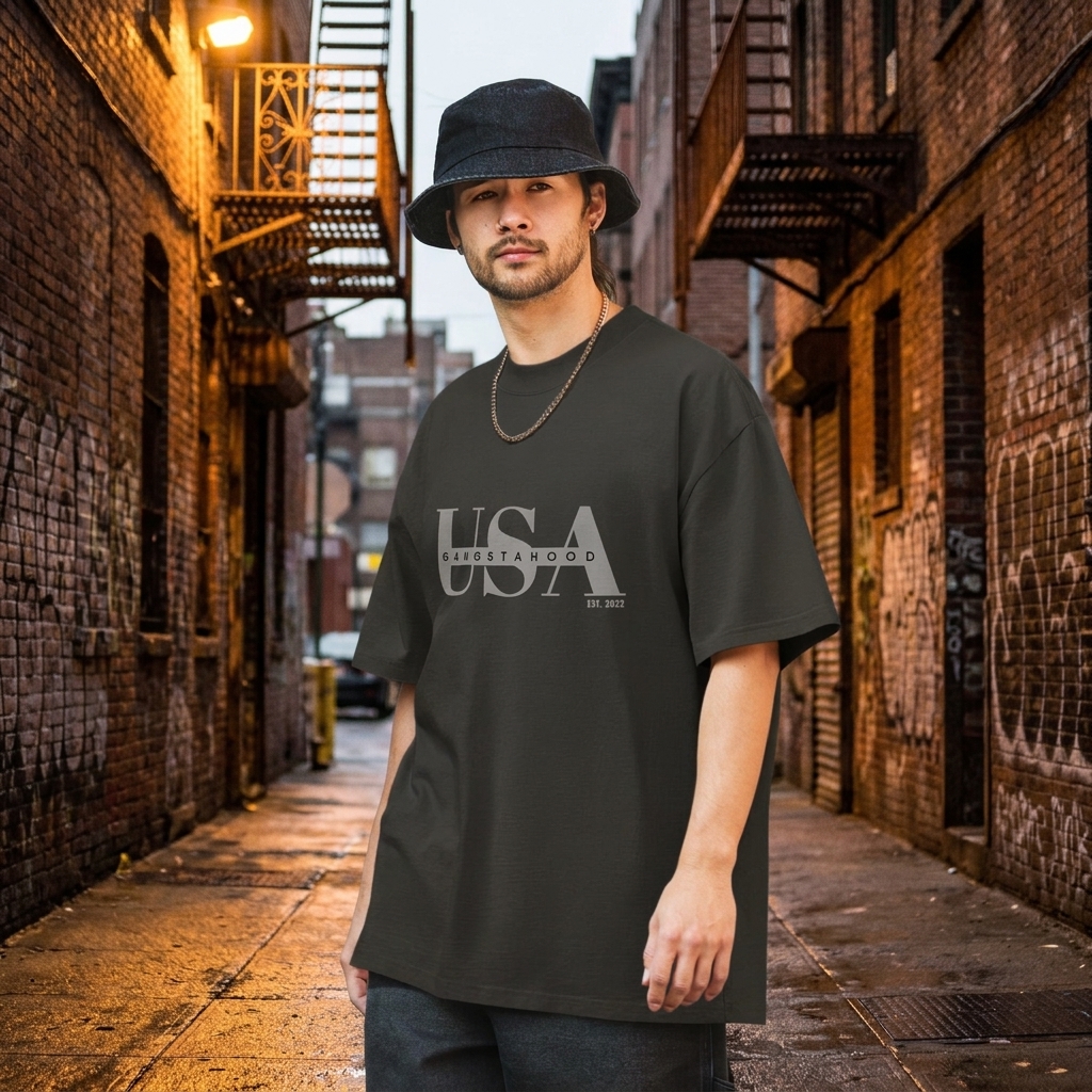 Oversized faded t-shirt Gangstahood Usa — GfaceGear