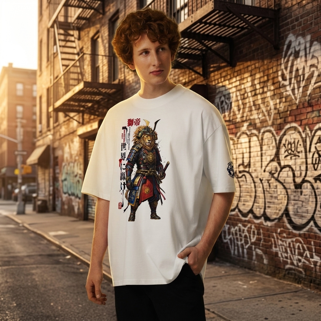 Gface Lion Emperor Unisex organic oversized high neck t-shirt — GfaceGear