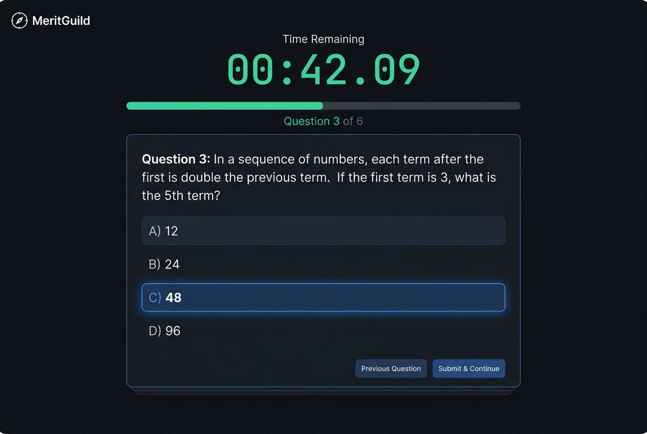 MeritGuild live timed assessment screen