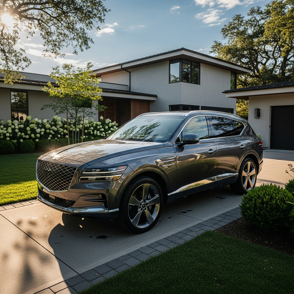 Pristine clean luxury SUV in a Chicago driveway