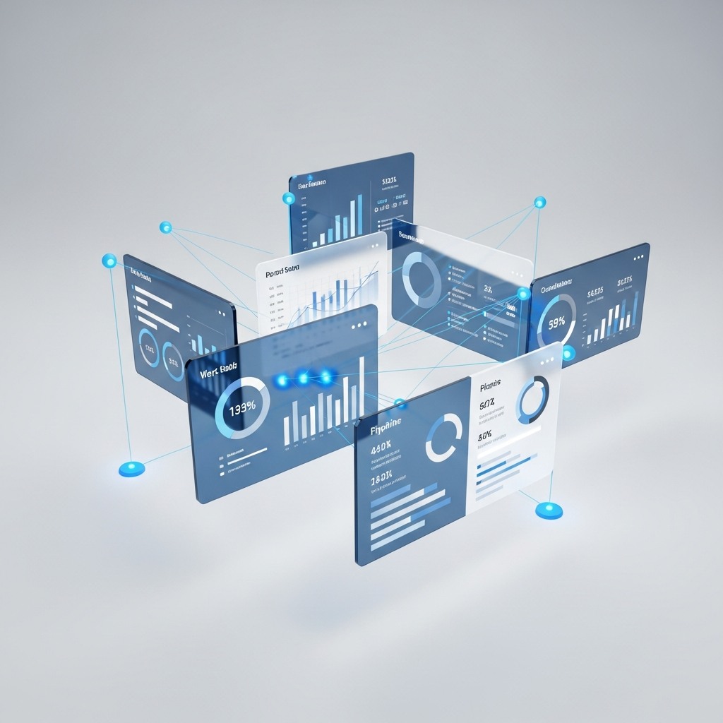 Abstract CRM Dashboard floating nodes