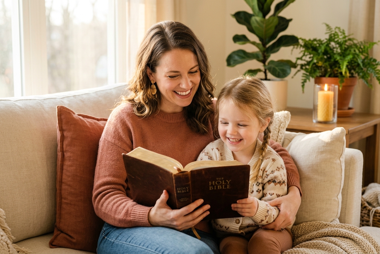 A parent and child reading together